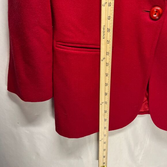 Sag Harbor Wool Blazer Bright Red Womens 12 Single Button Holidays Career Jacket - Picture 11 of 11